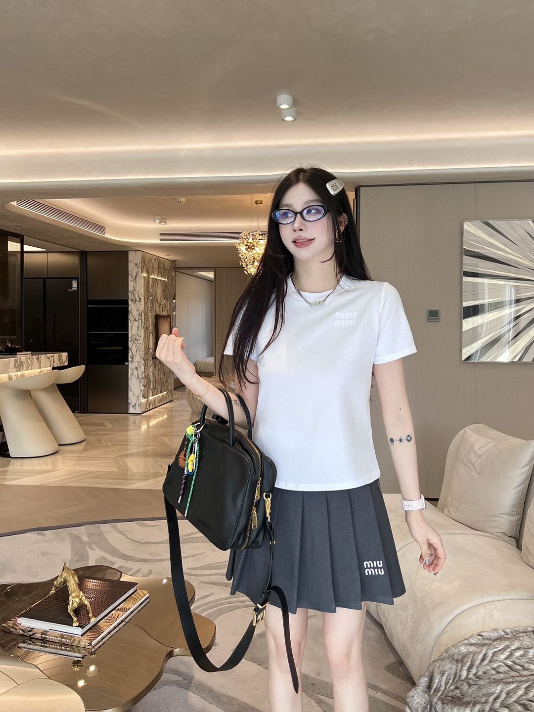 miu miu グレー プリーツスカート Miu Miu プリーツ スカート | グレー