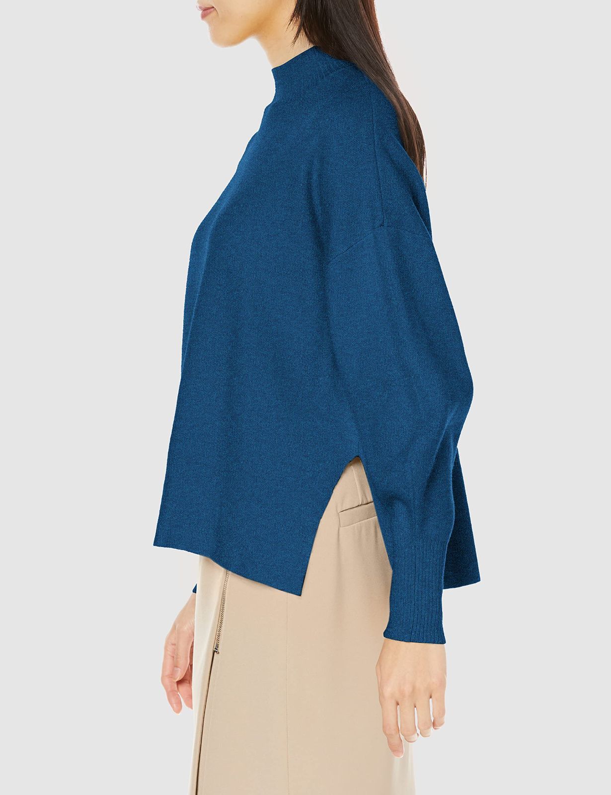 在庫処分 レディース ダブルジャガードボックスニット セーター ナチュラルビューティーベーシック