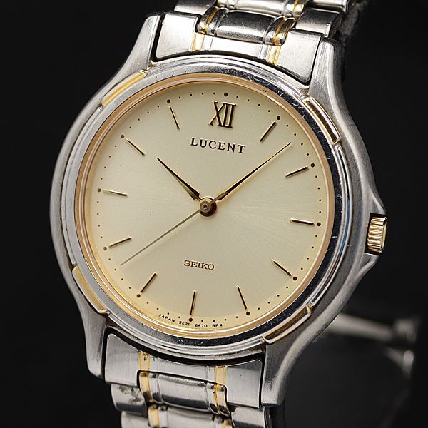 稼働 セイコー ルーセント QZ シャンパンゴールド文字盤 5E21-6B00 メンズ腕時計 KMR 2000000 NSK