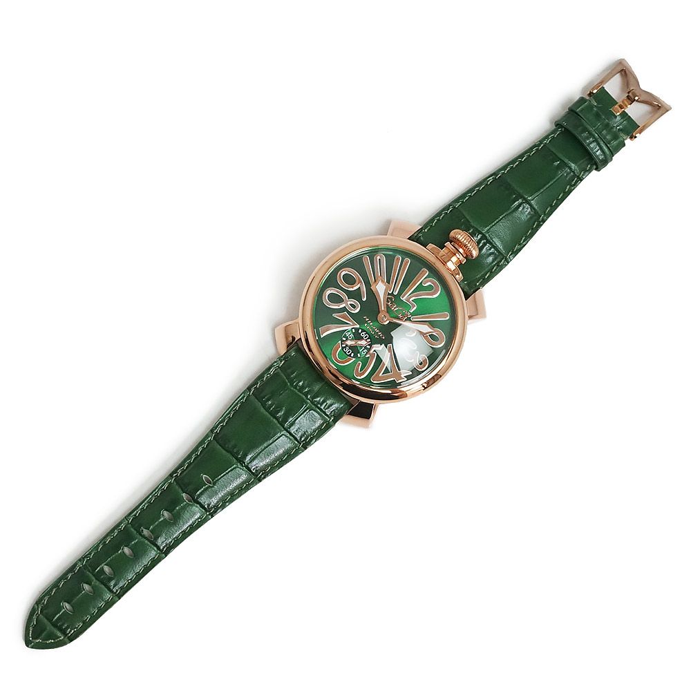 ガガミラノ マヌアーレ 48MM 手巻き 腕時計 型押しカーフレザー