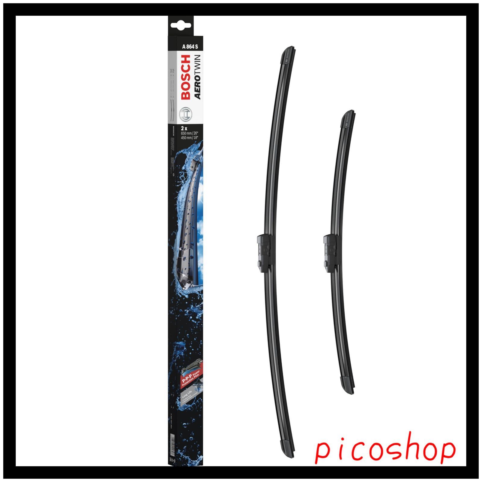 A864S 650|450mm エアロツイン車種 フラットワイパーブレード 輸入車用 BOSCH ボッシュ