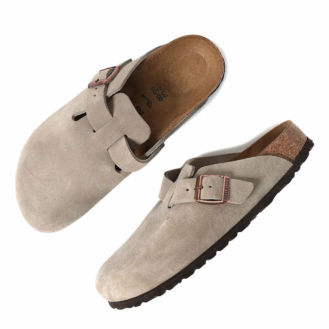Birkenstock ベージュ サボサンダル 40 BIRKENSTOCK BOSTON SOFT FOOTBED SUEDE TAUPE ビルケンシュトッ