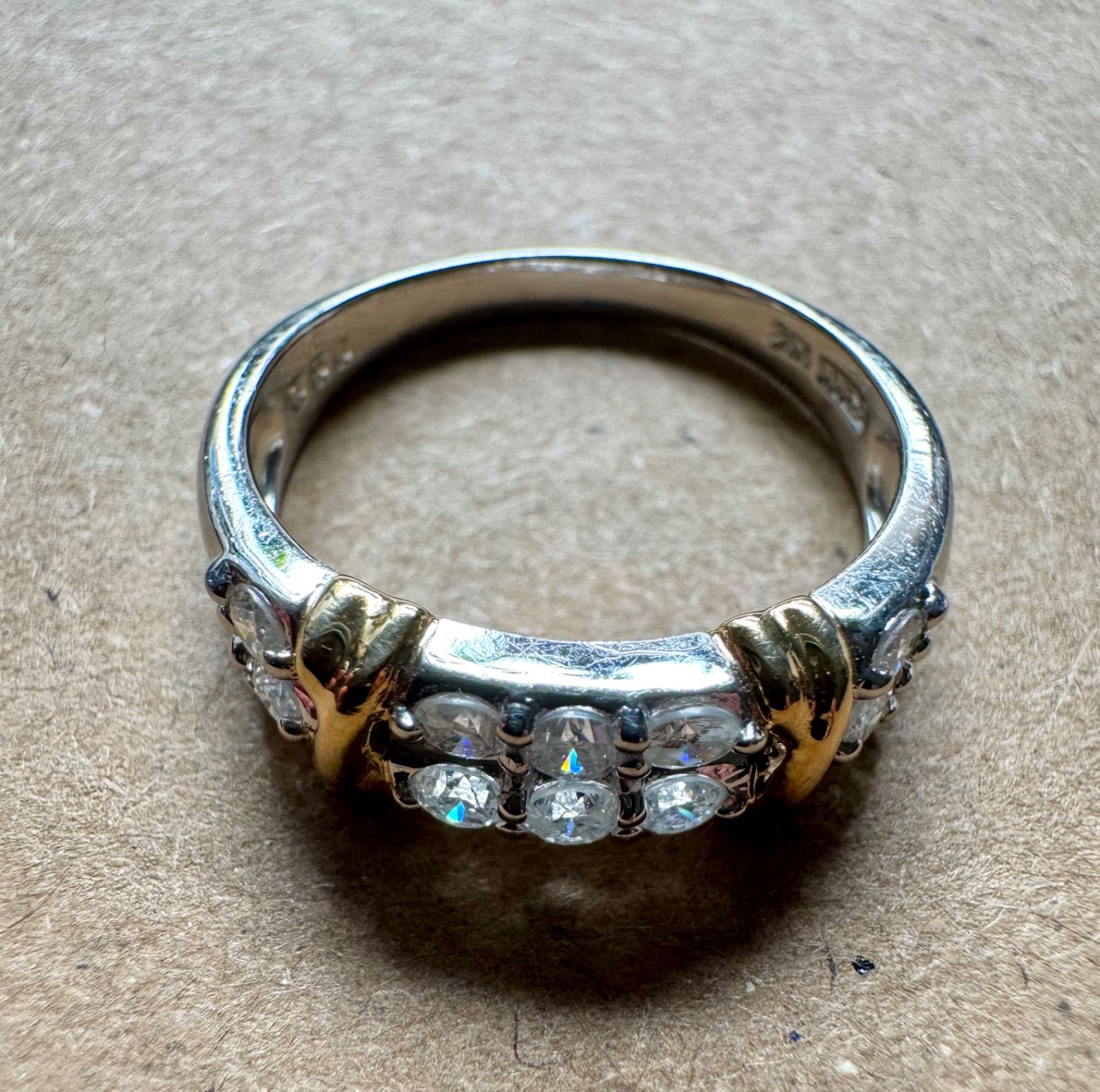 マイナス無料◇Pt900/K18*13.5号*ダイヤモンドコンビリング*プラチナ  