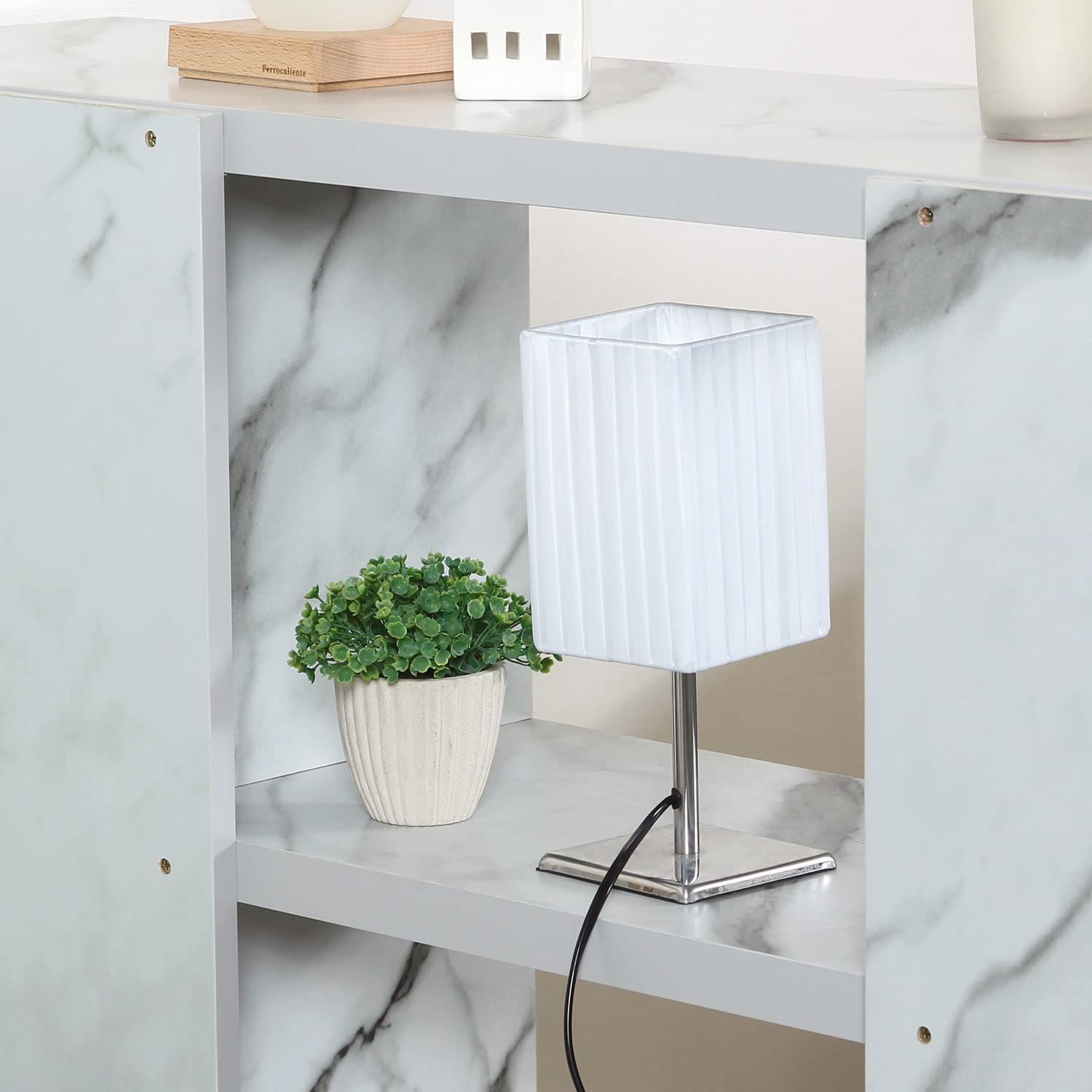 59279 FUGA ワイドタイプ 組立商品 ディスプレイラック 収納棚 大理石調 幅120×奥行31×高さ108.5cm 4段 シェルフ オープンラック 不二貿易 Fujiboeki