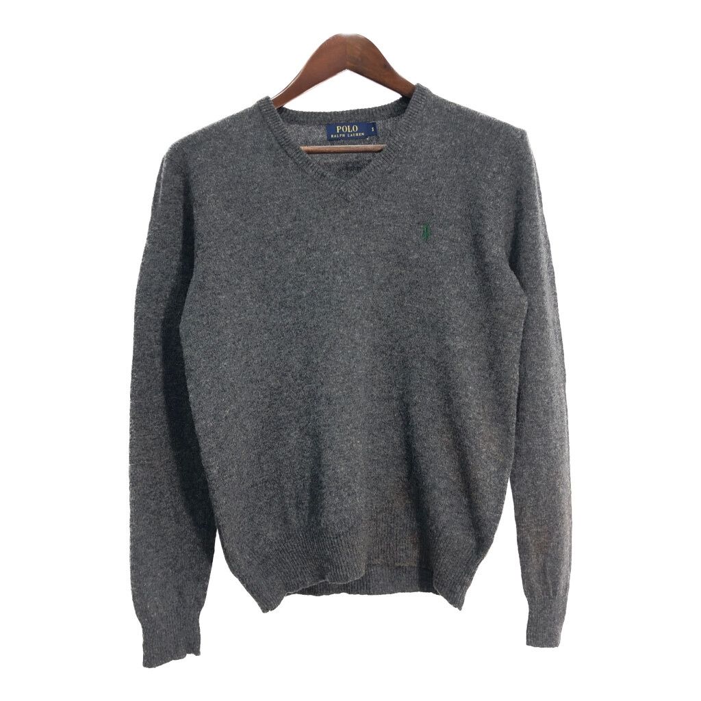 Polo by Ralph Lauren ポロ ラルフローレン Vネック ウールニット セーター グレー (メンズ S) 中古 古着 T2967