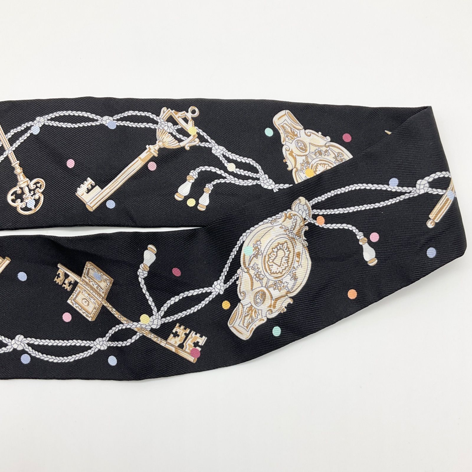 HERMES ツイリー レ・クル・ア・ポワ エルメス ツイリー LES CLES A POIS レ クレ ア ポア マロン