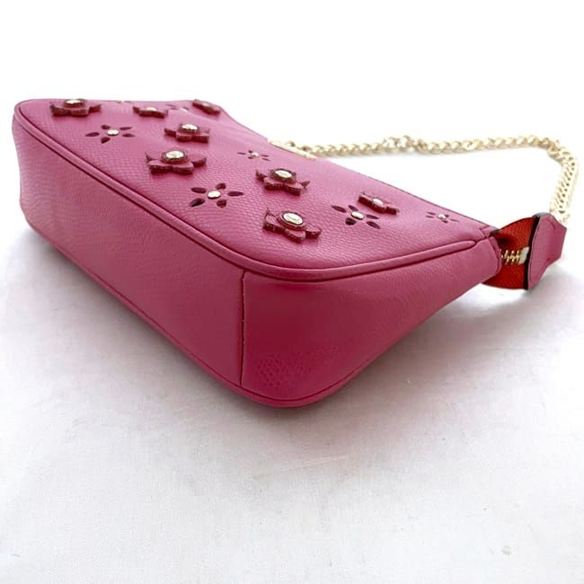 Coach Pink PVC Leather Accessory Pouch with Studs and Floral