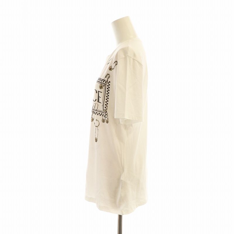 ヴェルサーチ ヴェルサーチェ VERSACE Tシャツ カットソー 半袖 プリント ロゴ メデューサ 安全ピン 38 XS 白 ホワイト A83849 ヴェルサーチ ヴェルサーチェ VERSACE Tシャツ カットソー 半袖