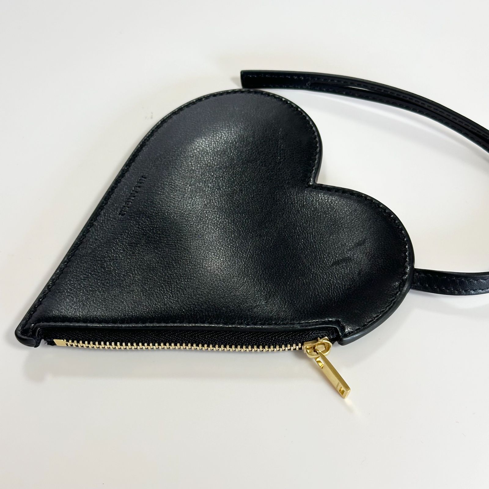 美品 ジルサンダー JILSANDER エンボスロゴ ハートシェイプ レザー 