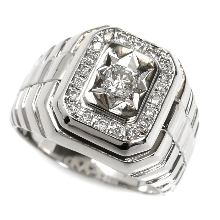 Pt900プラチナ リング 指輪 ダイヤモンド0.50ct 23.5号 26.9g メンズ