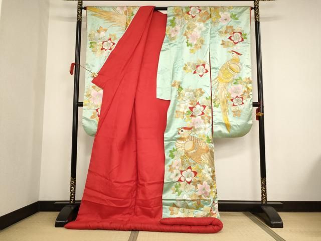 平和屋本店□極上 森英恵・HANAE MORI 振袖 片身替わり 舞蝶桜文 黒地