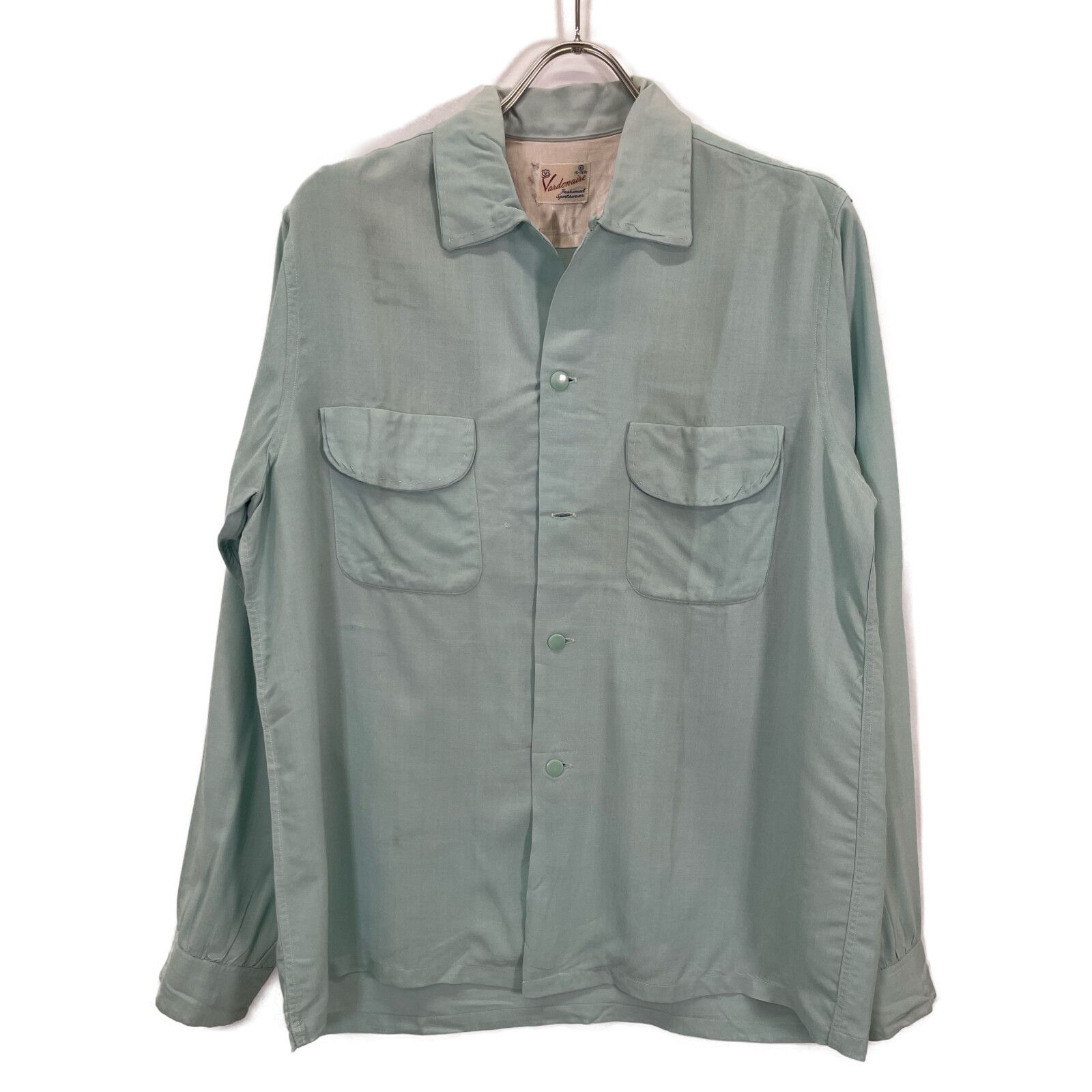 VINTAGE ヴィンテージ 50'S ブルー レーヨンギャバジン オープンカラー