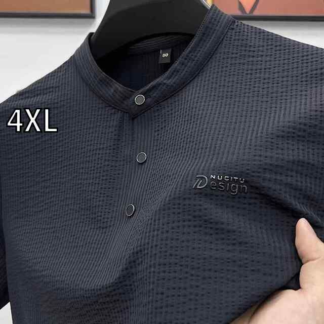 4XL メンズ ファッション 服 オシャレ シンプル 大人 かっこいい 大きいサイズ ストリート 紳士服 半袖 スタンドカラー 夏 ファッション ハイエンド 冷感 ハーフ カラー シャツ