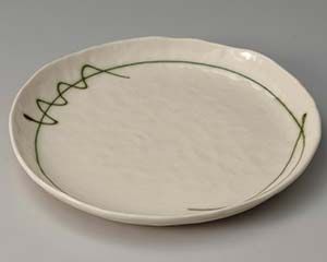 和食器 ア312 078 緑線丸プレート