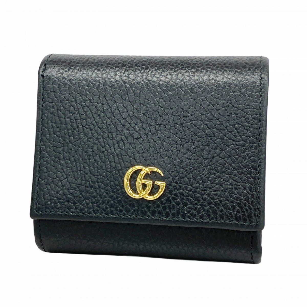 5fb2354 グッチ 財布 GGマーモント 598587 レザー ブラック ルビーピンク ゴールド金具 レディース