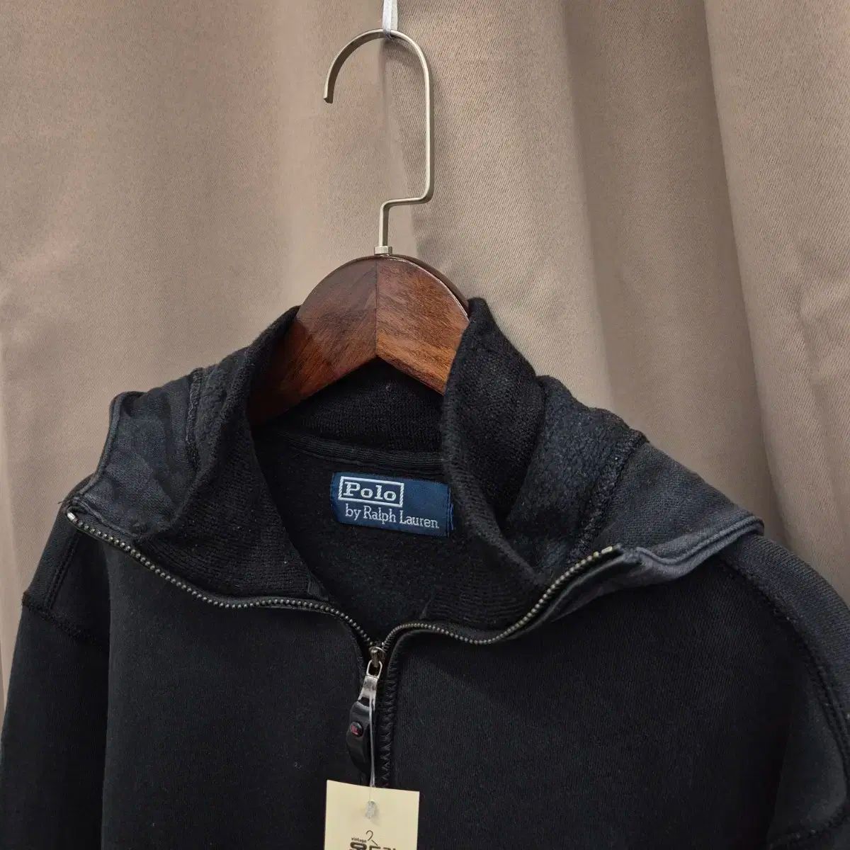 ポロラルフローレン ブラック フード ハーフジップアップ S