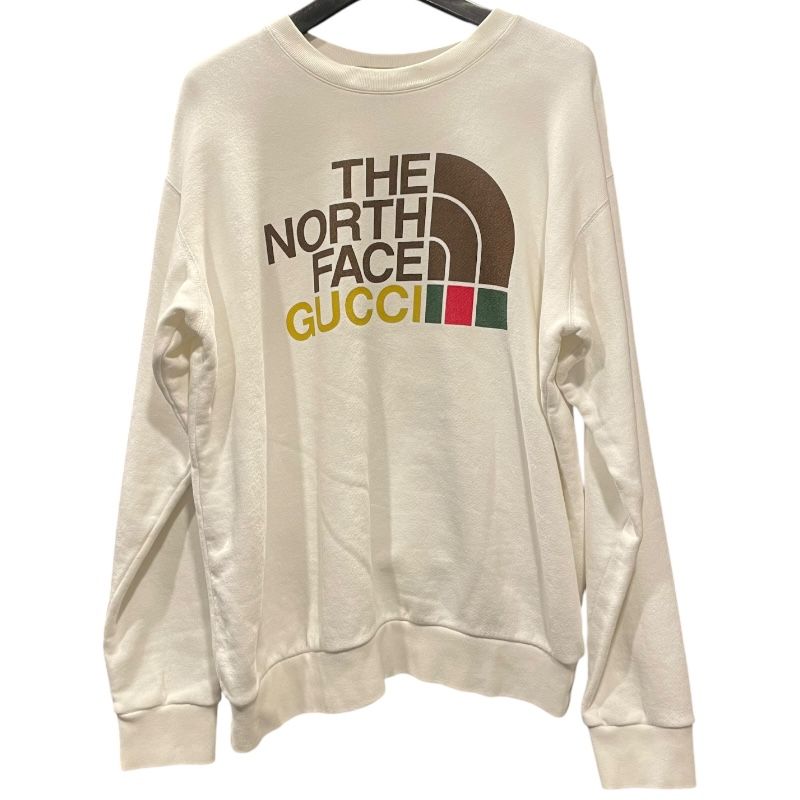 グッチ GUCCI X THE NORTH FACE ロゴスウェットシャツ ホワイト コットン メンズ スウェット