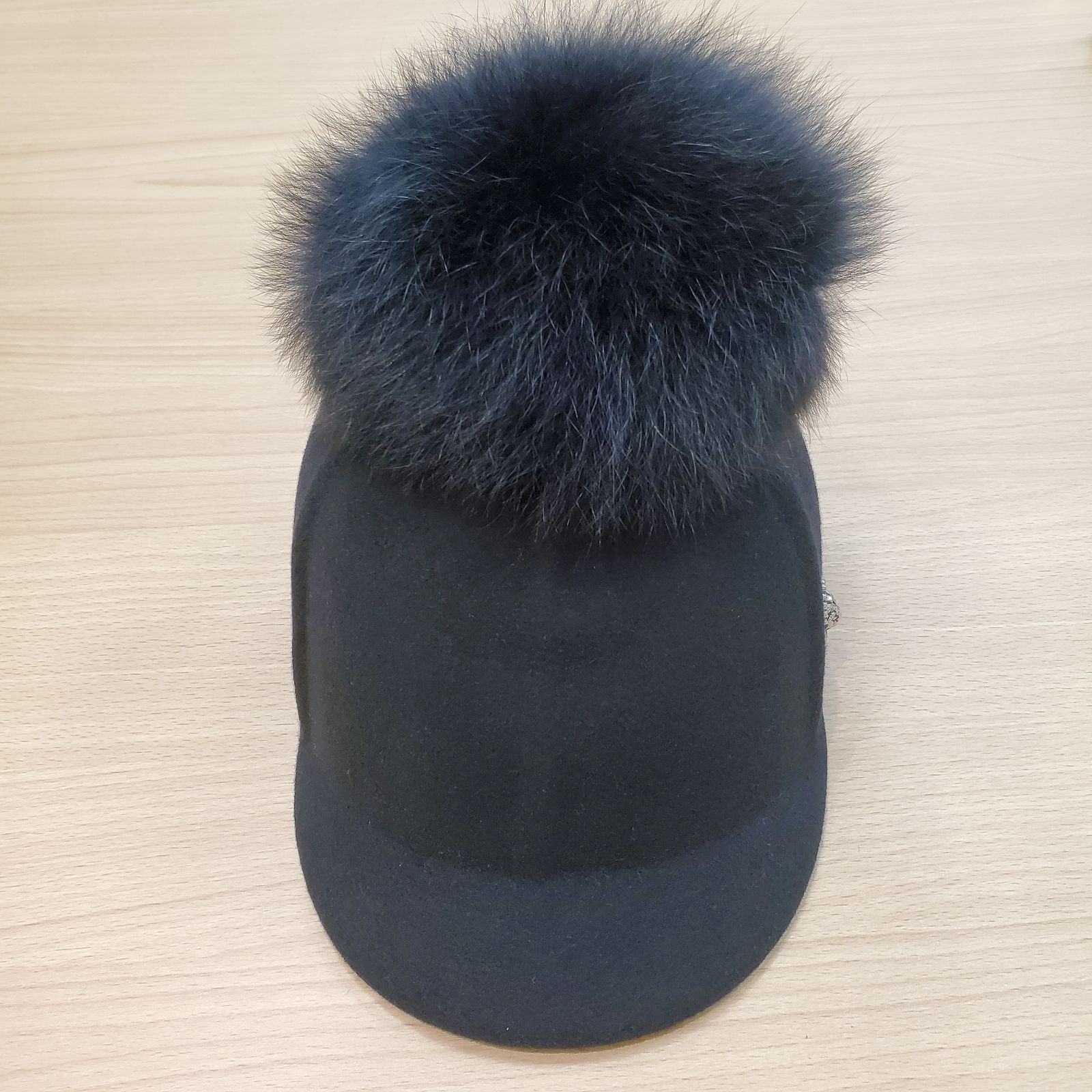 EL6】vaqutaux ヴァクトー リアルファー ジョッキー ハット 黒 ウール