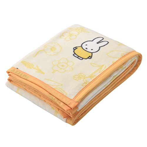 nishikawa 西川 ミッフィー 綿毛布 毛羽部分 140X200cm 洗える ブルーナカラー Bruna DB3619 フラワー柄 日本製 イエロー FQ03801004