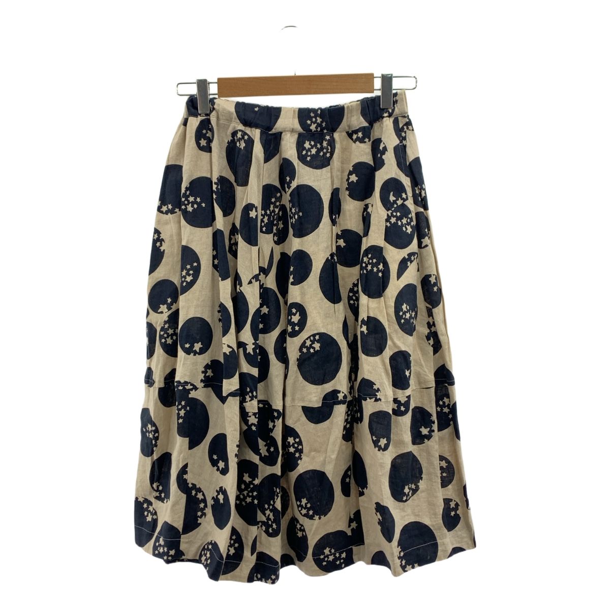 COMME des GARCONS COMME des GARCONS | コムコム | 2015SS | 総柄 パッチ ドローストリング ギャザー ボリューム スカート | XS | ベージュ|ブラック | レディース