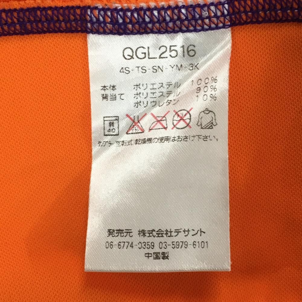 激安買い取り ルコック 半袖ハイネックシャツ オレンジ×パープルネイビー ハーフジップ ロゴプリント レディース L ゴルフウェア le coq sportif