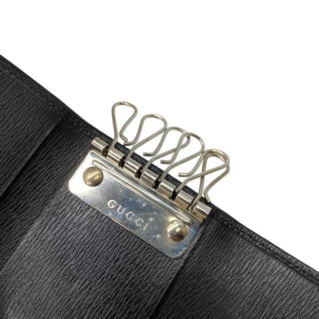 新品未使用 GUCCI グッチ ブラックレザー 6連 キーケース 04579 GUCCI グッチ 04579 6連 キーケース レザー ロゴ ブラック 黒
