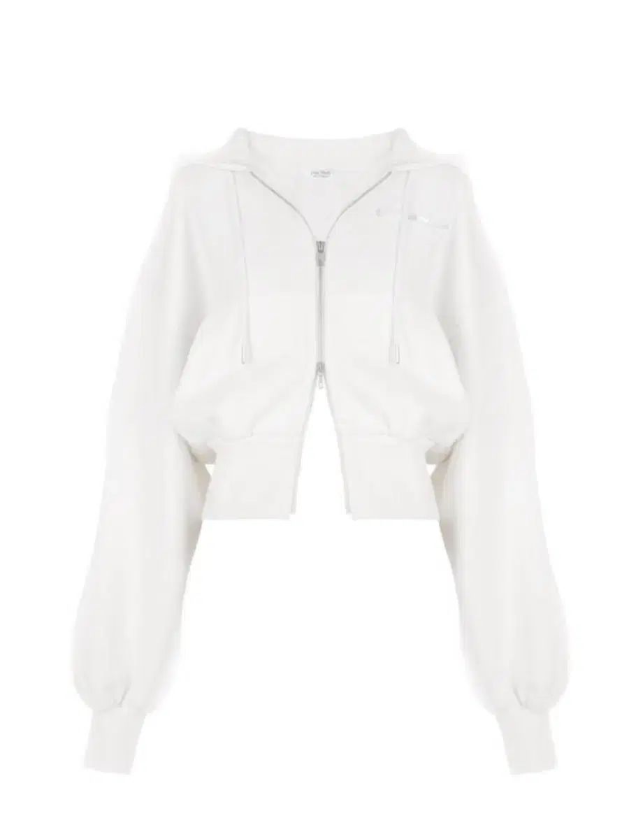 プルジャネ リボン ロゴ ジップアップパーカー フード付き 白