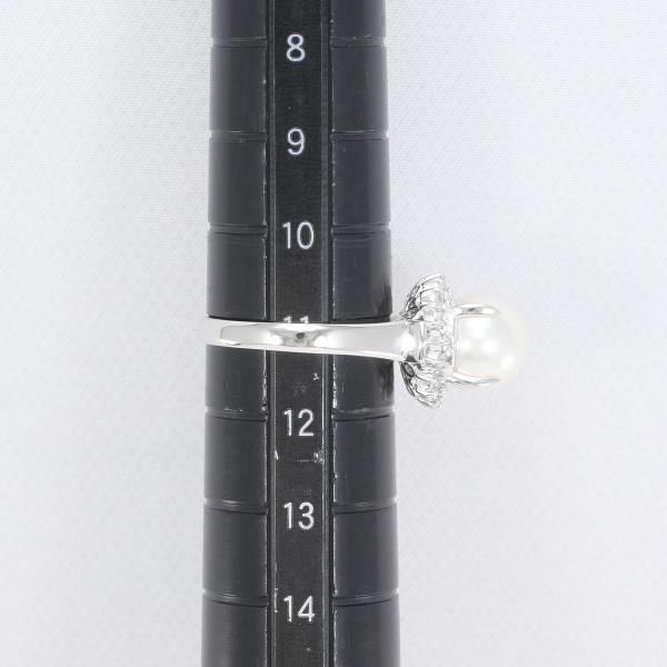 PT900 リング 指輪 11号 パール 約8.5mm ダイヤ 0.25 総重量約5.1g 