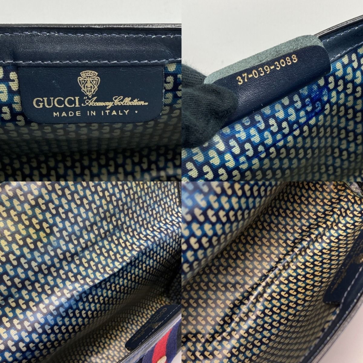 GUCCI シェリーライン クラッチバッグ セカンドバッグ ネイビー GUCCI グッチ オールドグッチ シェリーライン セカンドバッグ