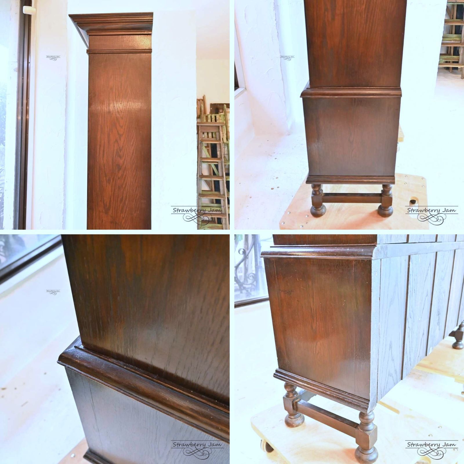 L3612-93 英国アンティーク ガラスキャビネット 食器棚 キッチン