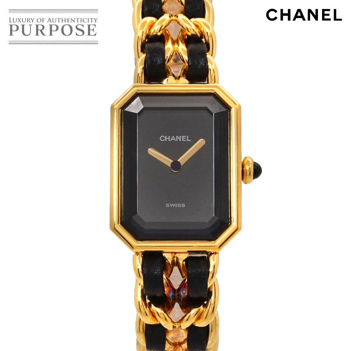 シャネル CHANEL プルミエール Mサイズ H0001 ヴィンテージ レディース 腕時計 ブラック ゴールド ウォッチ Premiere 90290663
