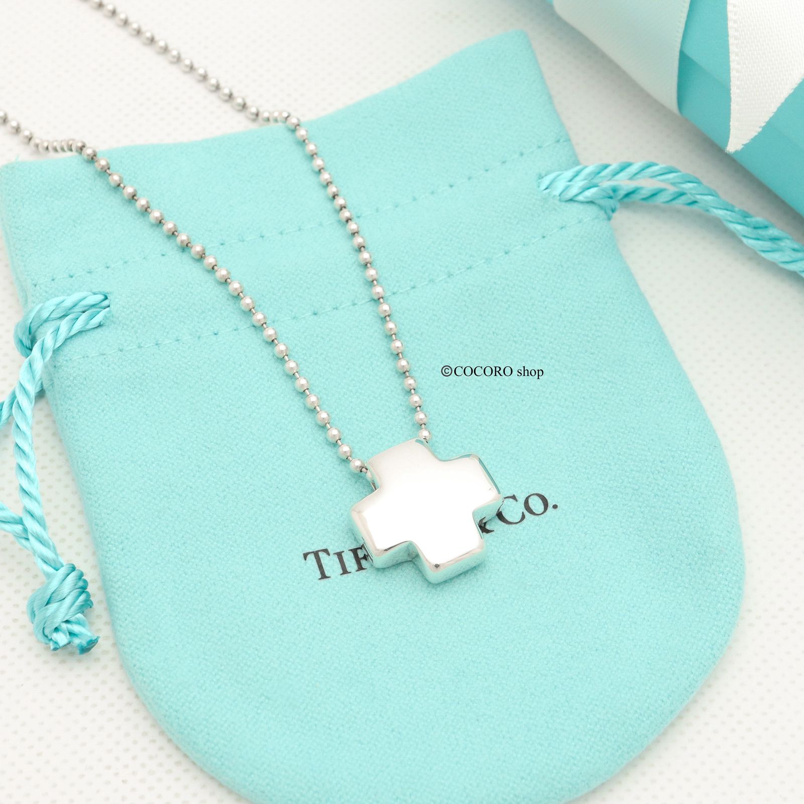 美品】TIFFANY&Co ローマン クロス ネックレス AG925-