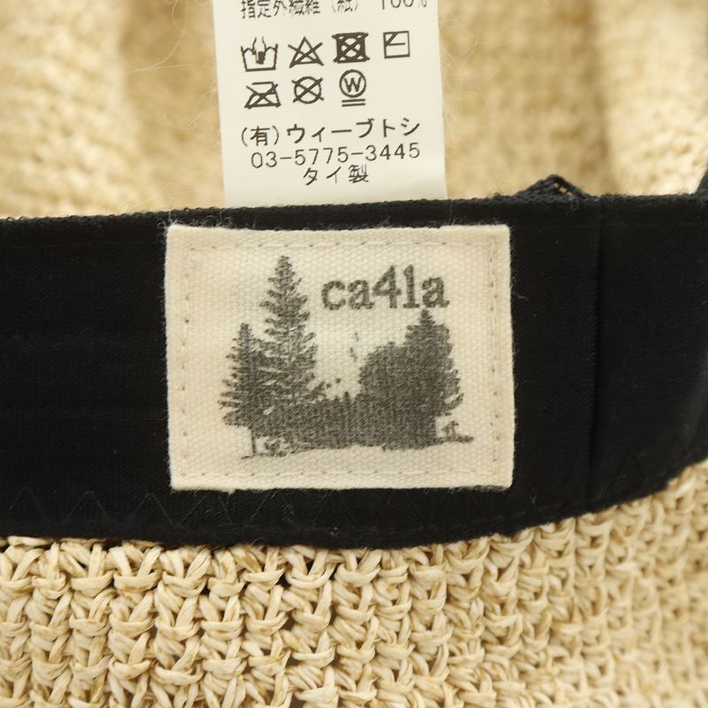 カシラ CA4LA 麦わら帽子 ハット 帽子 リボン ベージュ 黒