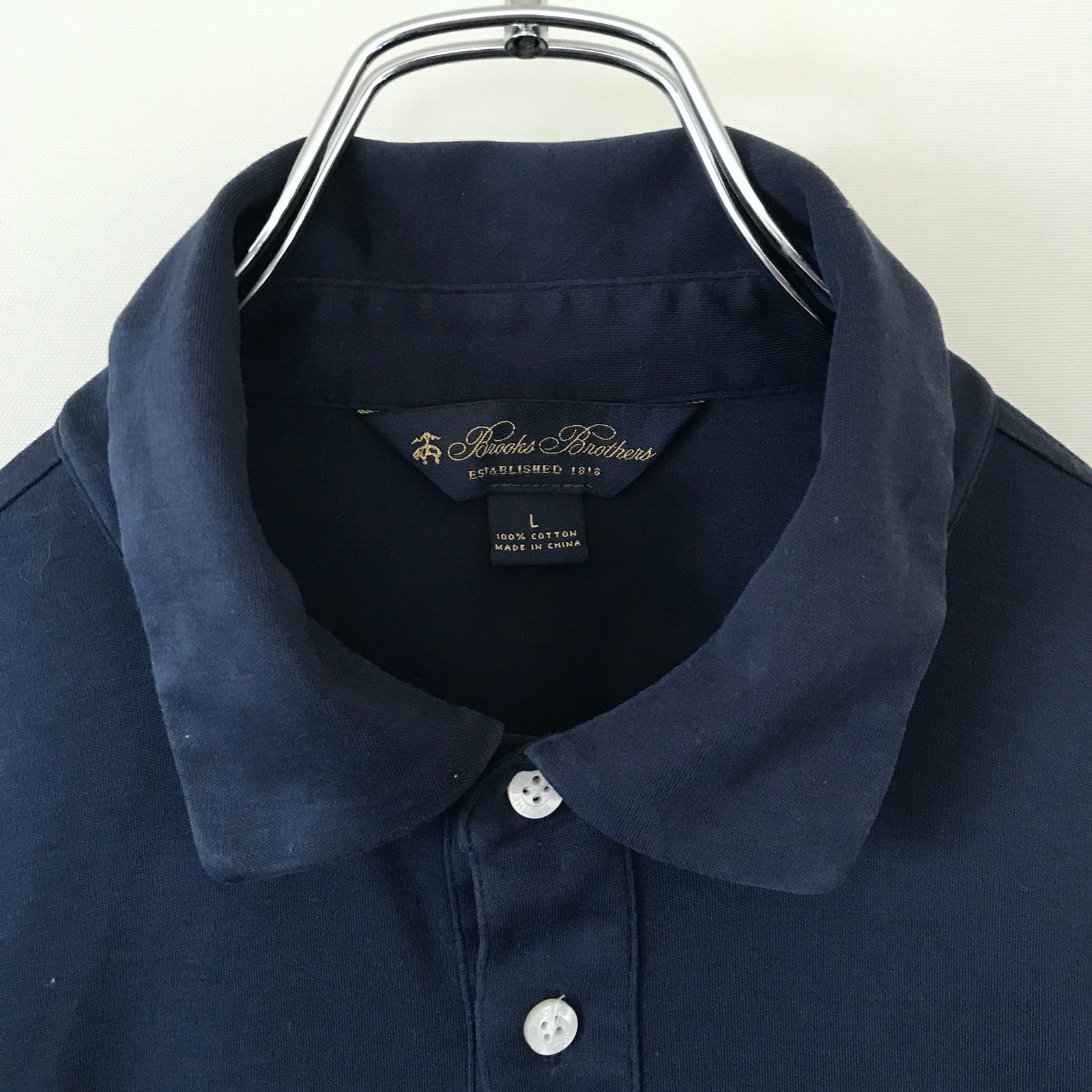 ブルックスブラザーズ Brooks Brothers★プルオーバー★ストレッチ★ニットシャツ★長袖★ワンポイントRF刺繍ロゴ★USAメンズL  2404A053