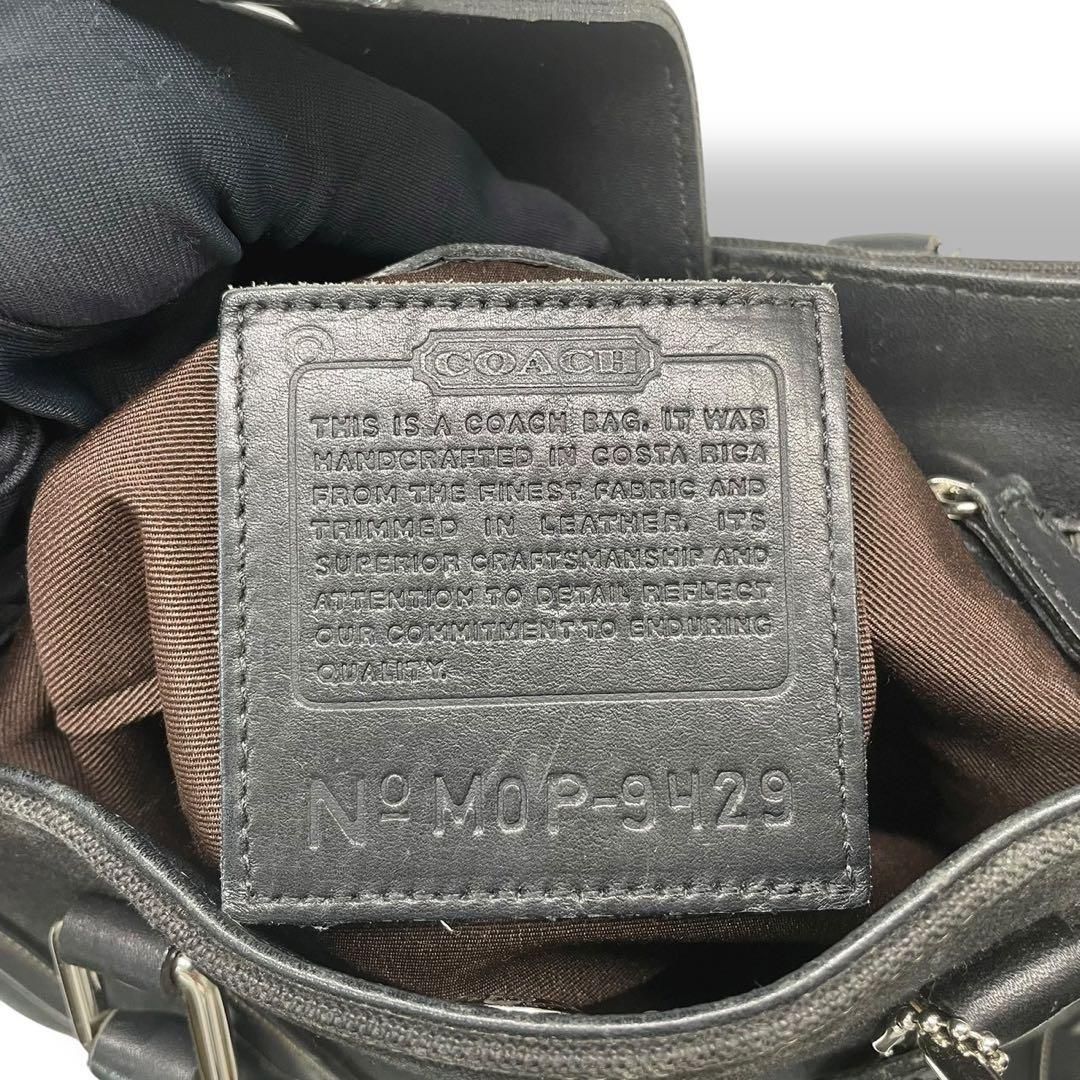 良品 5023 COACH コーチ トートバッグ キャンバス レザー ブラック 