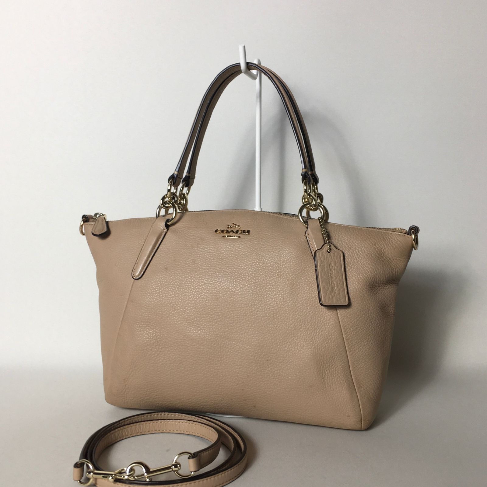 2508-337｜コーチ 2WAY ハンドバッグ レザー ピンクベージュ - メルカリ