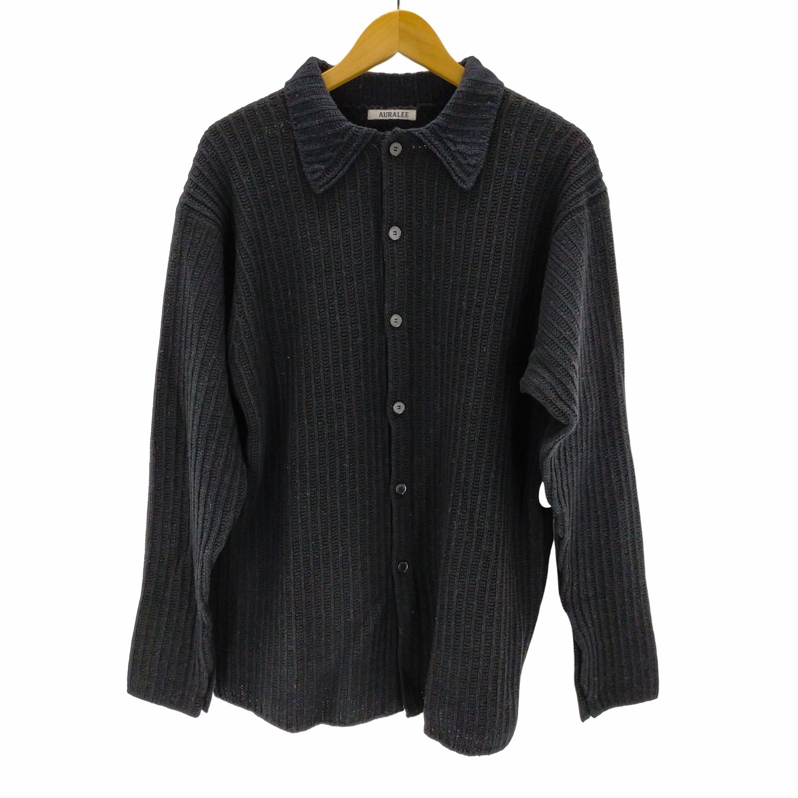 AURALEE 23SS BRUSHED COTTON WOOL RIB KNIT SHIRT ・サイズ４・black