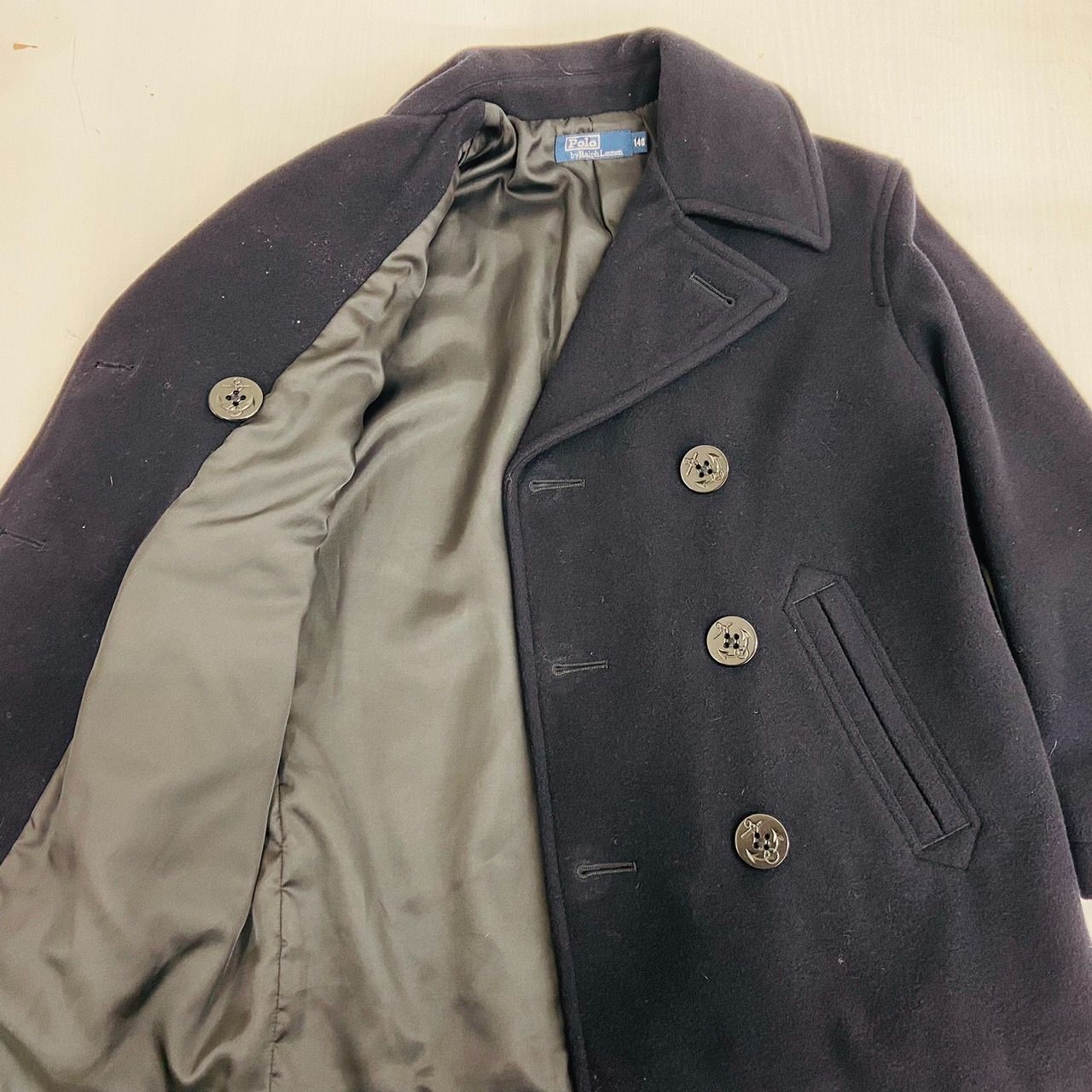 ウールラルフローレン ウール ネイビー ピーコート 6ボタン メンズ