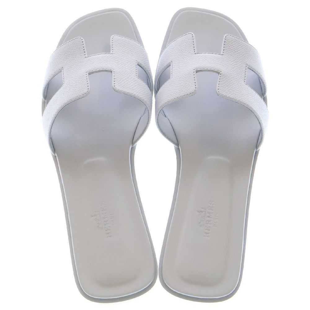 HERMES (エルメス) オラン サンダル グレー エプソン レザー 靴  