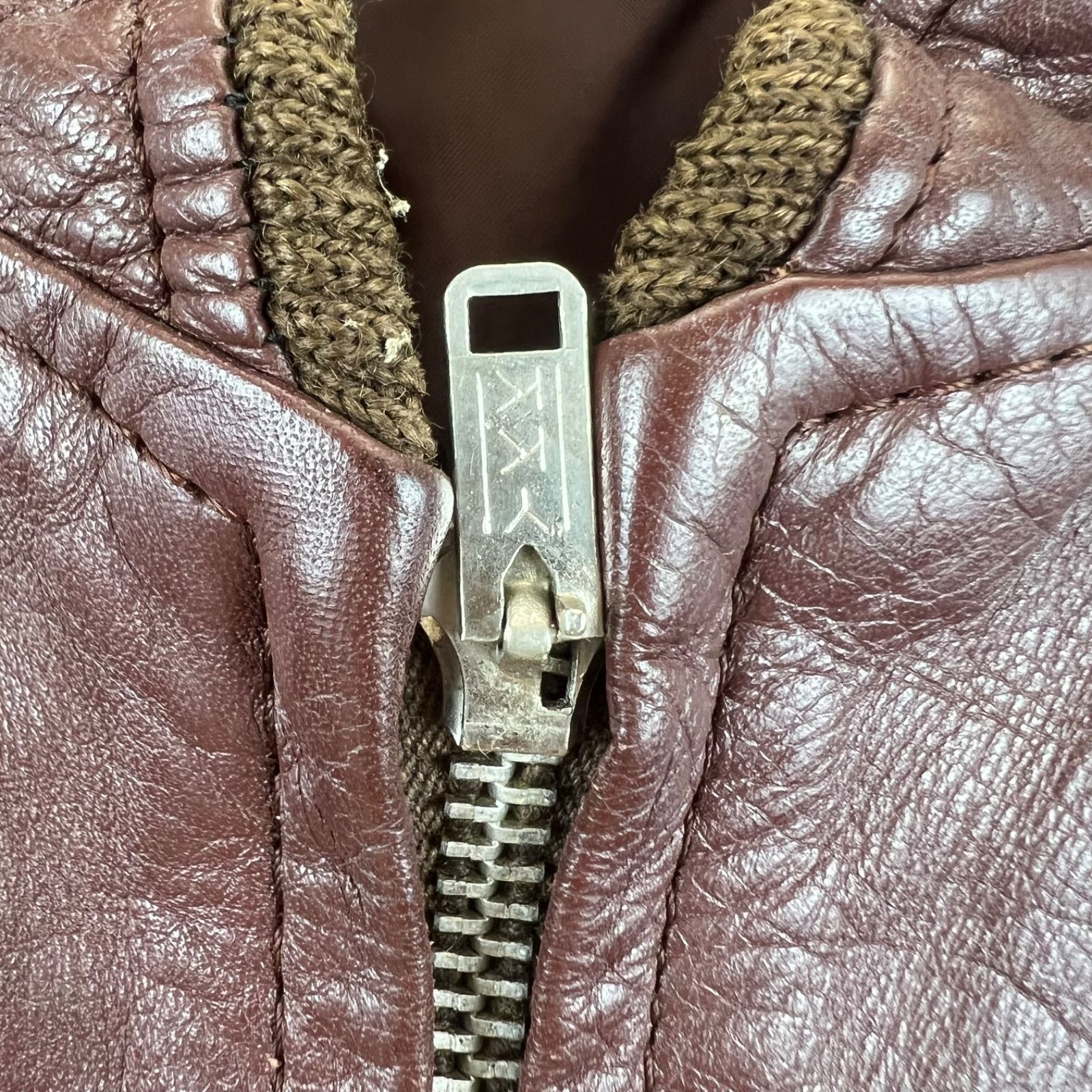 VINTAGE 60s old leather flight jacket L pinlock YKK ヴィンテージ