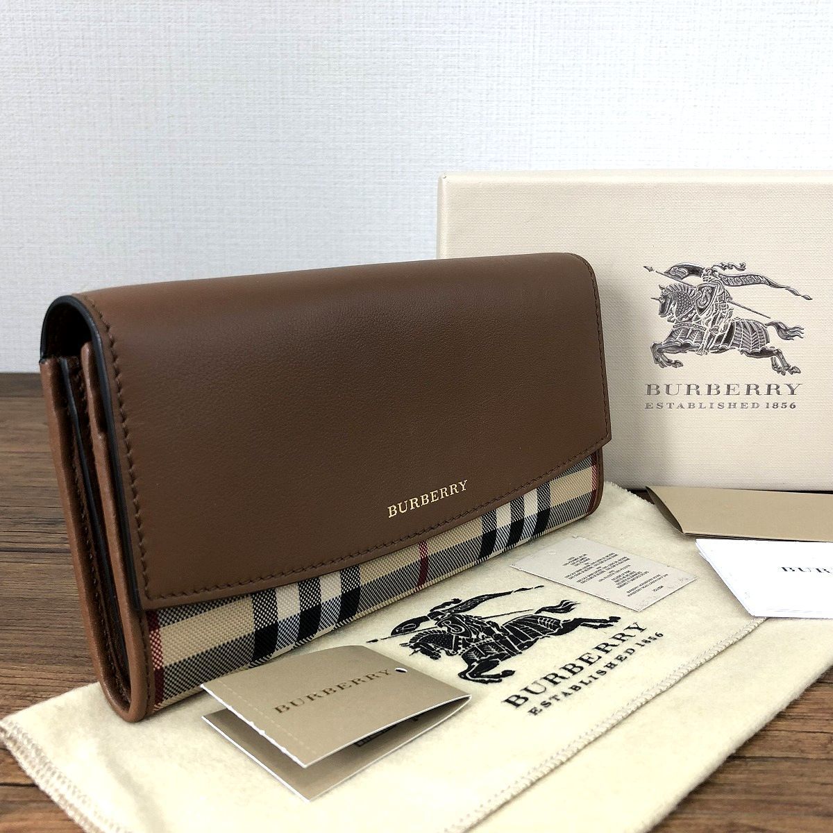 250 未使用品 バーバリー 長財布 チェック ブラウン - Old Closet