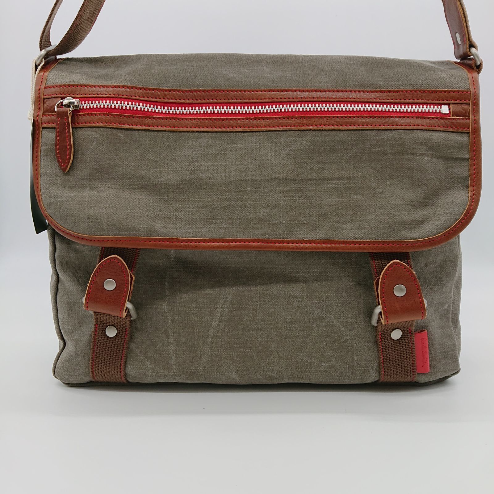 ポールスミス メッセンジャーバッグ キャンバス地 × レザー A4横 未使用】Paul Smith ポールスミス メッセンジャーバッグ