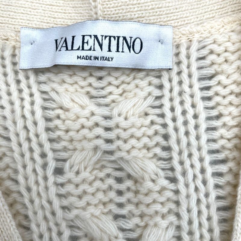 VALENTINO レース切替ケーブルニットカーディガン