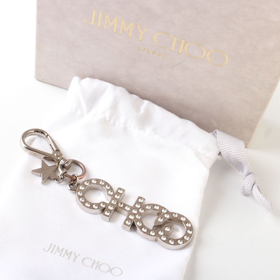 美品✨【ジミーチュウ】キーリング　チャーム　キーホルダー　ラインストーンシルバー M27759 JIMMY CHOO ジミー チュウ キーホルダー チャーム ライン