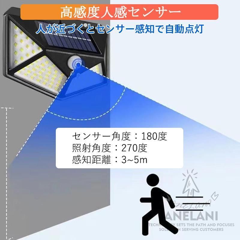 セットソーラーライト人感セキュリテ太陽光発電屋外照明駐車場防水屋外LEDセンサーライト自動点灯人感センサー防犯ライト