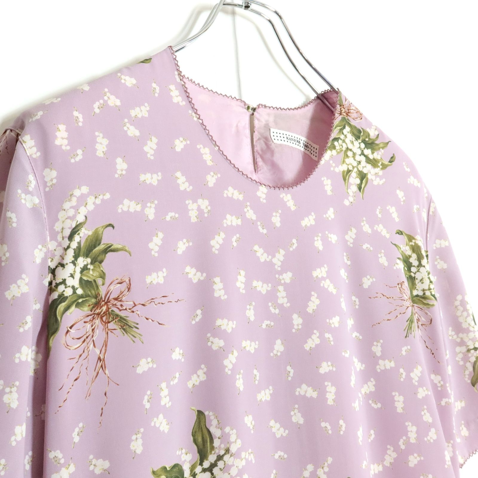 KANEKO ISAO / カネコイサオ すずらん柄ワンピース 美品】カネコイサオ☆フェミニン！すずらん柄ワンピース 薄