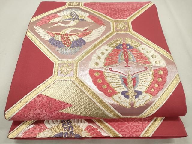 専用帯2245 ●高級 正絹 唐織 石畳小紋尽文様 六通 袋帯 蝶々 鶴 V9994 ○高級 正絹 唐織 六通 袋帯 - メルカリ