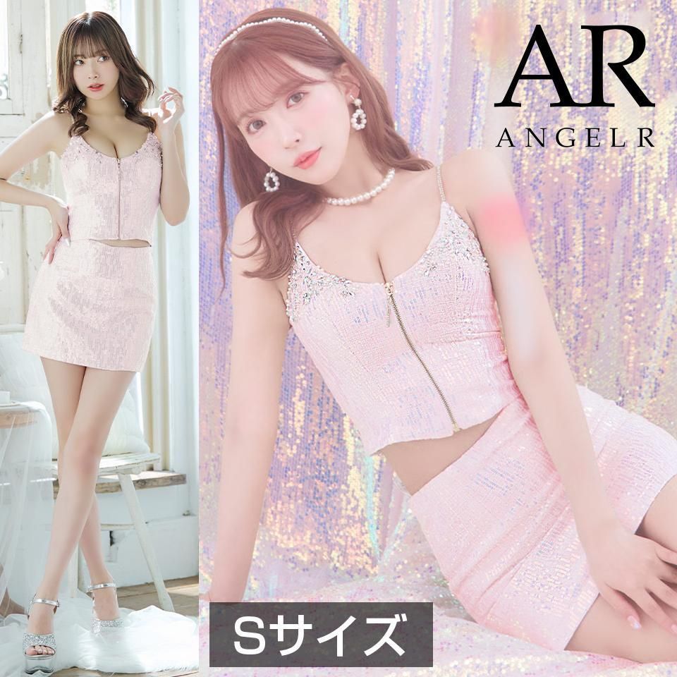 AR ANGEL ビーズ装飾 ピンク セットアップ S エンジェルアール AngelR セットアップ ミニドレス S ANGEL R ピンク ビジュー
