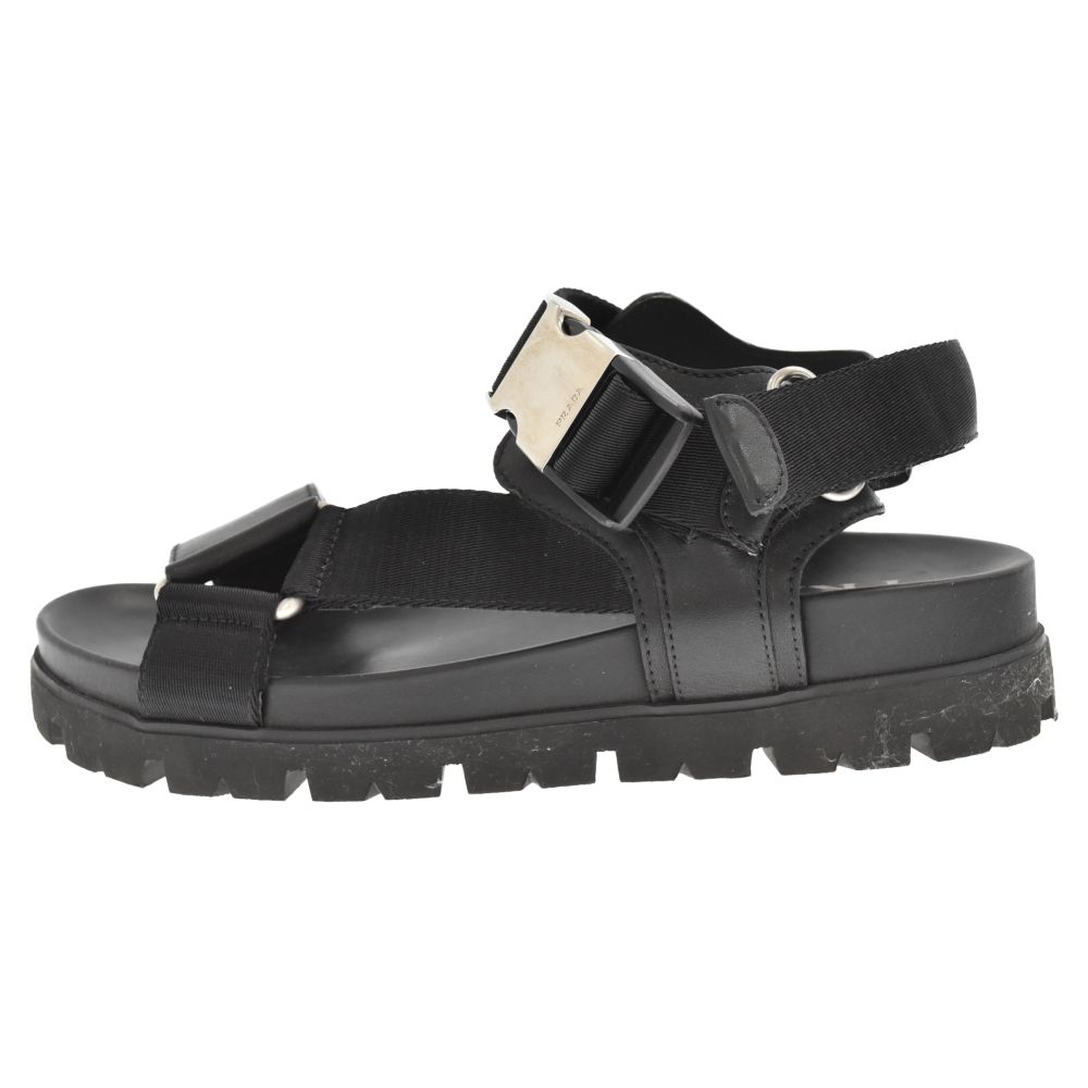 PRADA スポーティーレザー×ナイロンテープサンダルブラック 2X3055