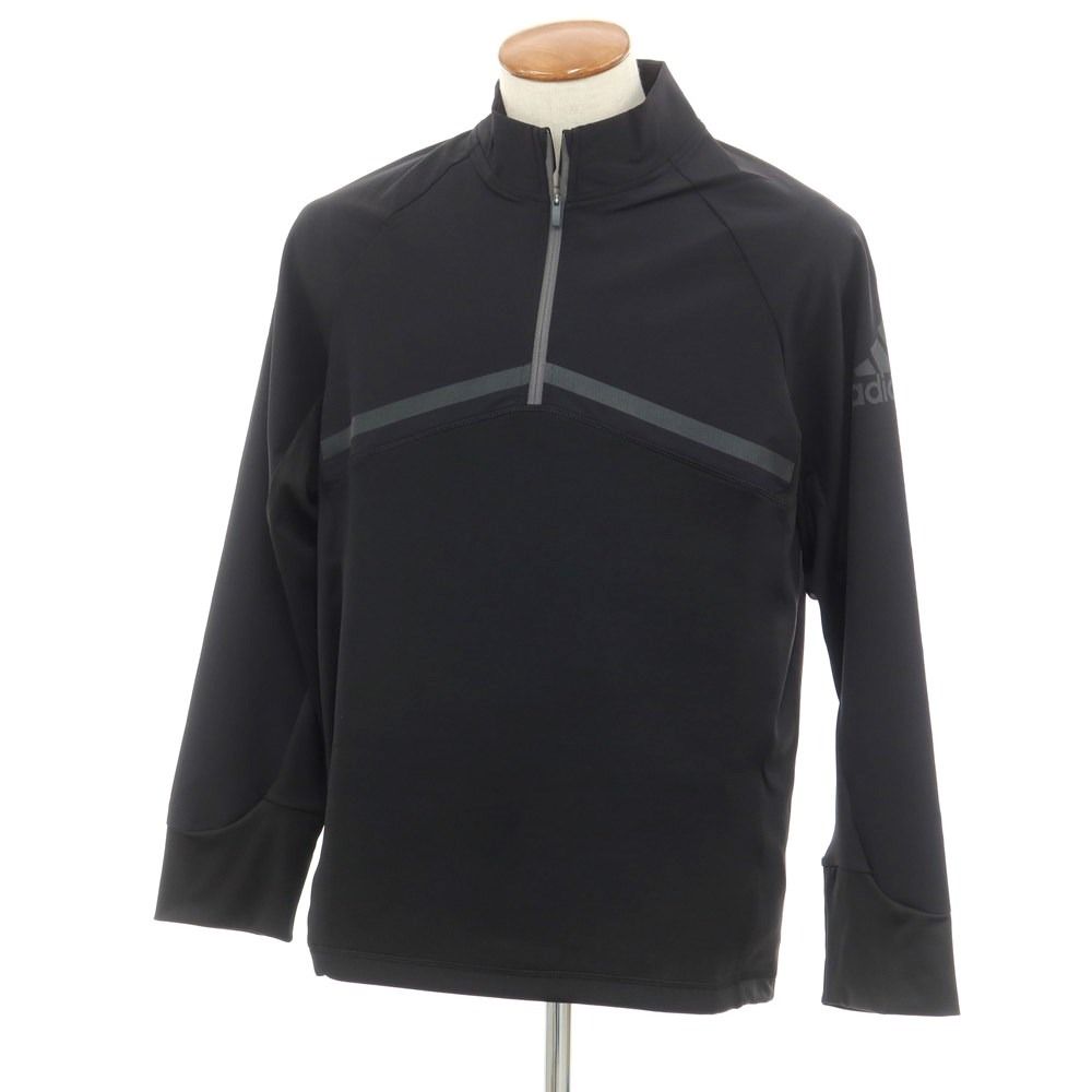 【中古】【未使用】アディダス adidas ポリエステル ハーフジップ 長袖Ｔシャツ ブラック【サイズM】【メンズ】